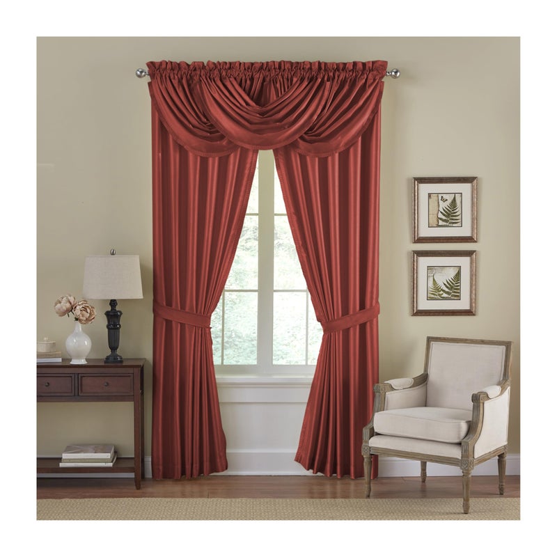 Elrene Home Fashions Versailles Faux-Silk Room-Darkening Curtain Panel, Blackout Curtain with Rod Pocket, 52 Inches by 95 Inches, Red, 1 Panel - Image 1